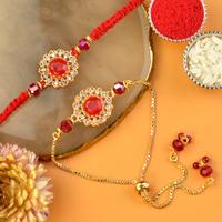Red Centered Rakhi n Bracelet