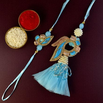 Zardosi Cyan Rakhi n Lumba