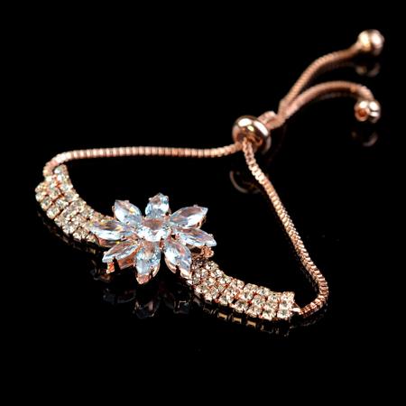 Rose Gold Crystal Flower Bracelet