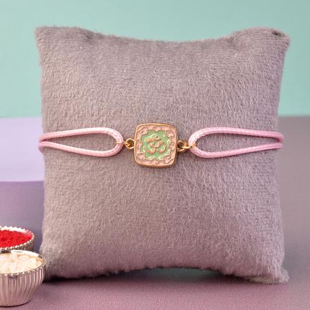 Pastel Square Medallion Om Rakhi