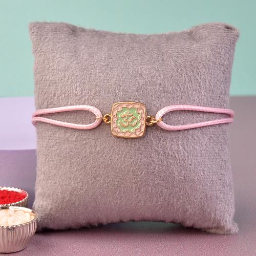 Pastel Square Medallion Om Rakhi