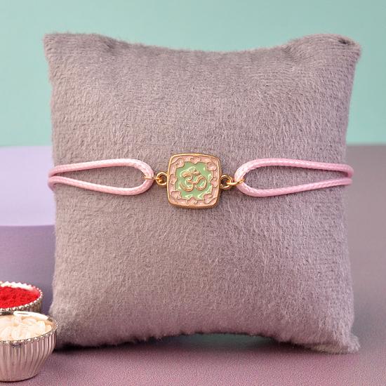 Pastel Square Medallion Om Rakhi