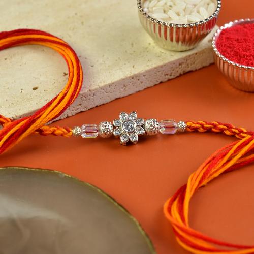 Eight Petal Flowers Stones Rakhi