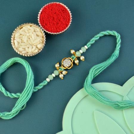 Caribbean Green Stones Dori Rakhi