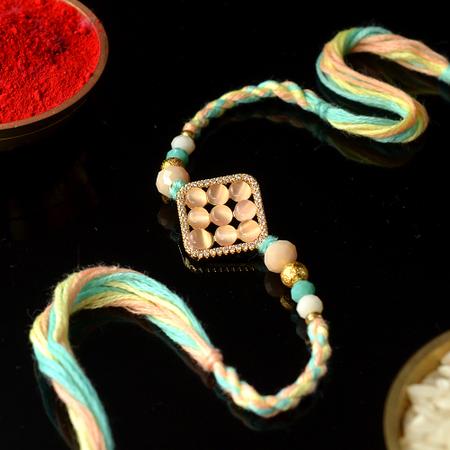 Nine Crystals in a Square Rakhi