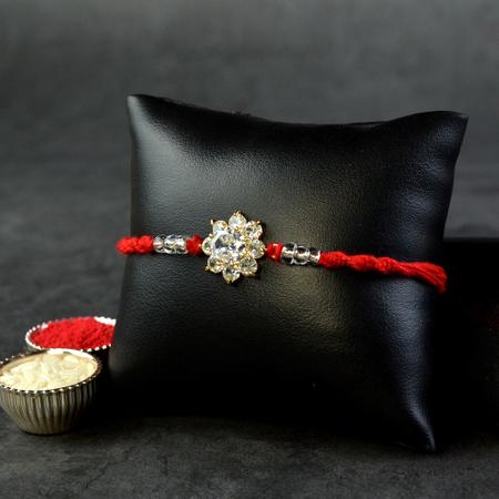 Round Crystal Floral Rakhi