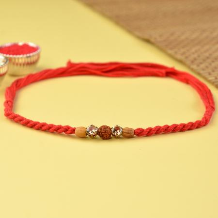 Red Twisted Dori Rudraksh Rakhi