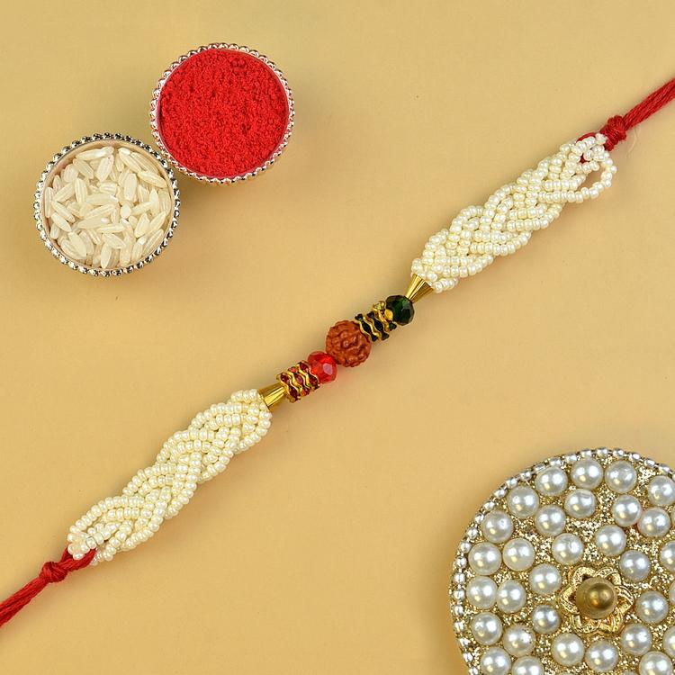 Pearly Bracelet Rudraksh Rakhi