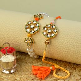 Kundan Rakhi with Bhabhi Bracelet