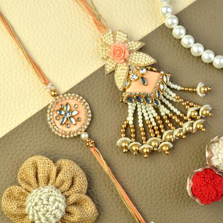 Peach n Gold Rakhi Lumba
