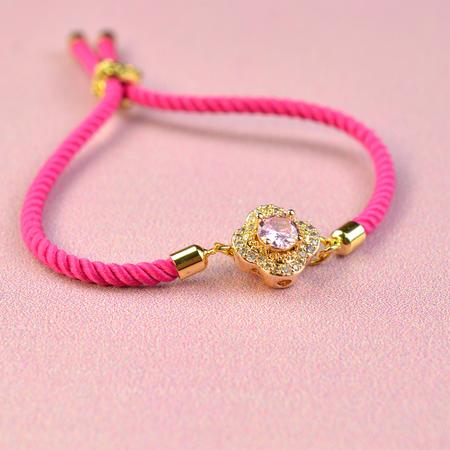 Pink Stone Slider Bracelet Rakhi