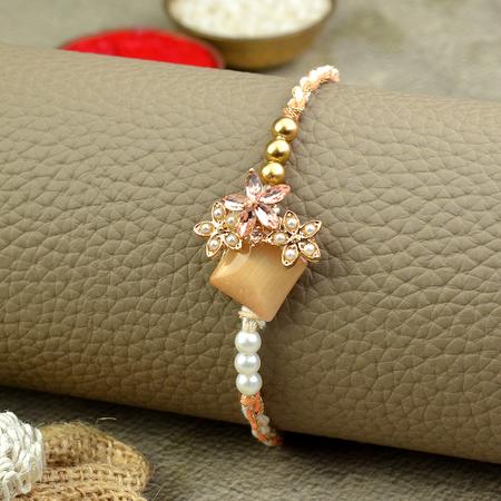 Square Selenite Floral Rakhi