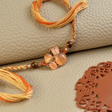 Peach Sunstone Pendant Rakhi
