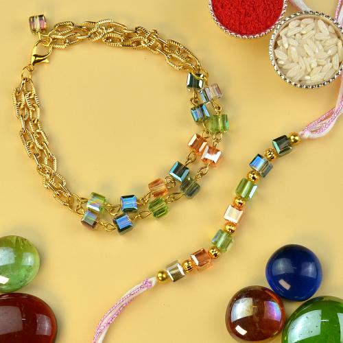 Iridescent Cubes Rakhi n Bracelet