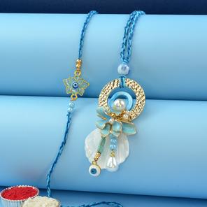 Blue Anemone Rakhi and Lumba Blue Anemone Rakhi and Lumba