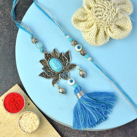 Textured Turquoise Rakhi Lumba