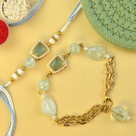 Green Fluorite Rakhi n Bracelet