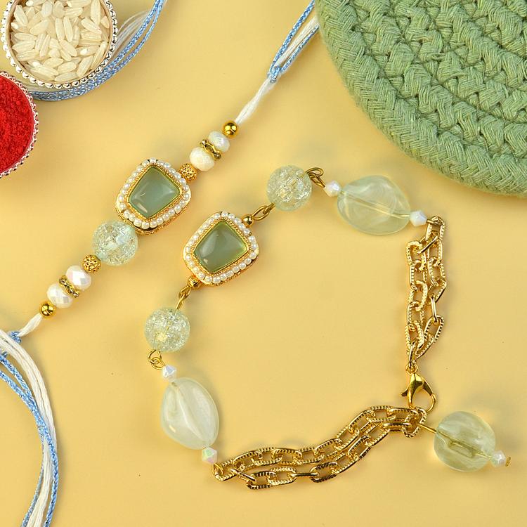 Green Fluorite Rakhi n Bracelet
