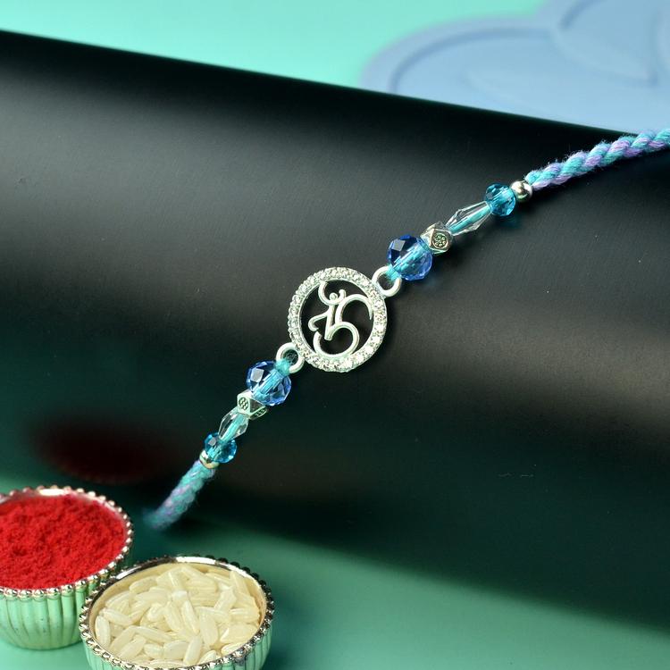 Om - Diamond Ring Silver Rakhi
