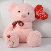 Pink Teddy with Heart Balloon