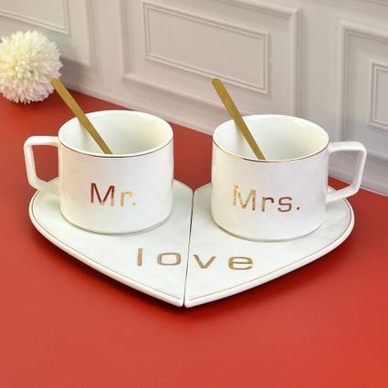 Mr. & Mrs. Love Cup Plate Set