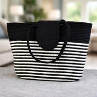 Black & White Jute Tote Bag