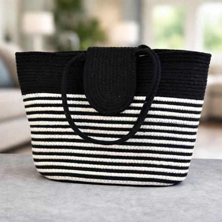 Black & White Jute Tote Bag
