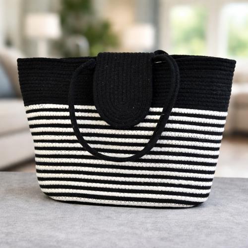 Black & White Jute Tote Bag