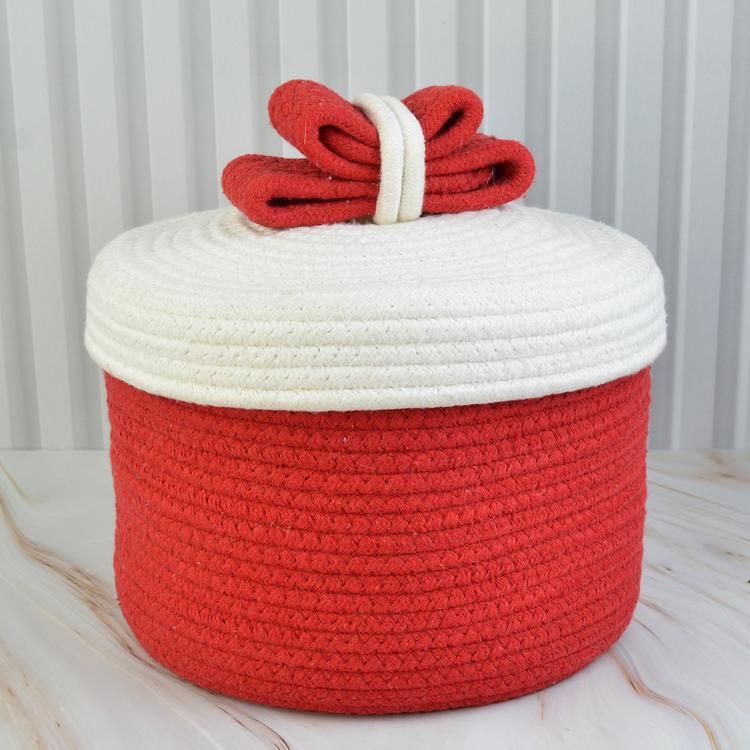 Red & White Bow Basket