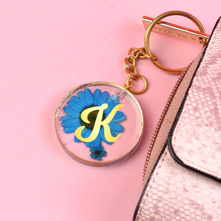 Personalized Blue Resin Keychain