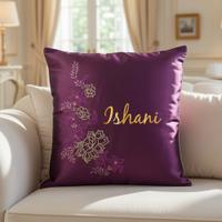 Personalized Purple Embroidered Cushion