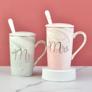 Mr. and Mrs. Marble Mug Set