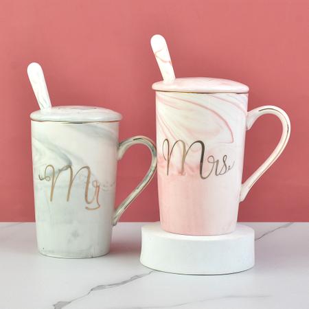 Mr. and Mrs. Marble Mug Set