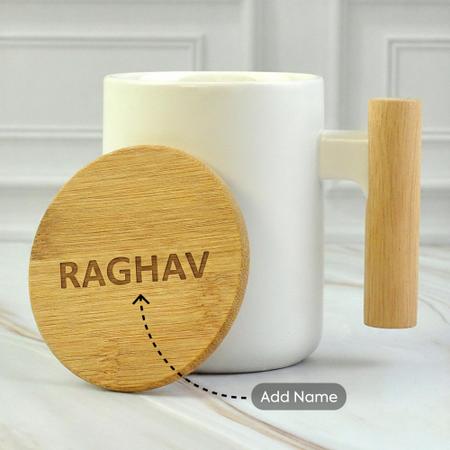 Personalized Wooden Handle & Lid Mug
