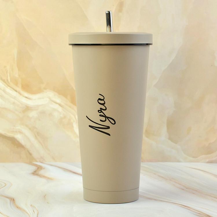 Personalized Beige Steel Tumbler