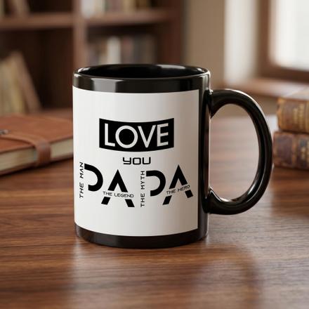 Love You Papa Black Mug