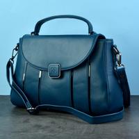 Blue Structured Satchel Handbag