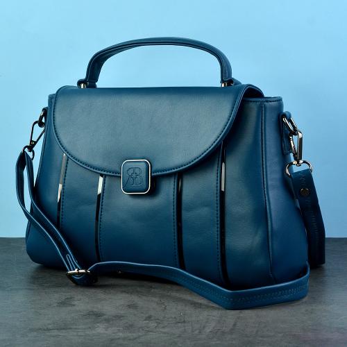 Blue Structured Satchel Handbag