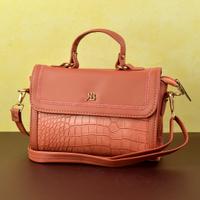 Textured Peach Satchel Sling Bag