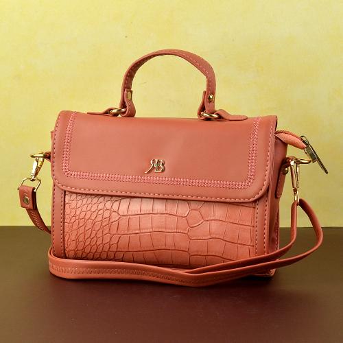 Textured Peach Satchel Sling Bag