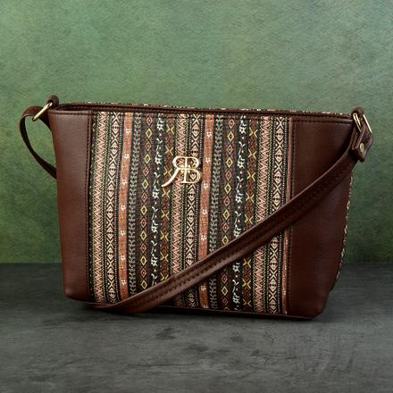 Printed Brown Sling Bag