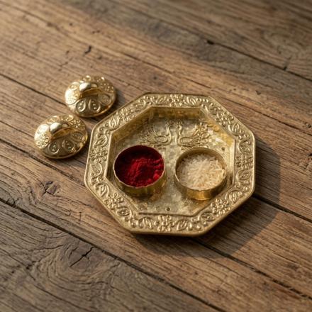 Golden Octagon Roli Chawal Thali
