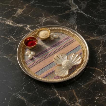 Steel Designer Rakhi Thali