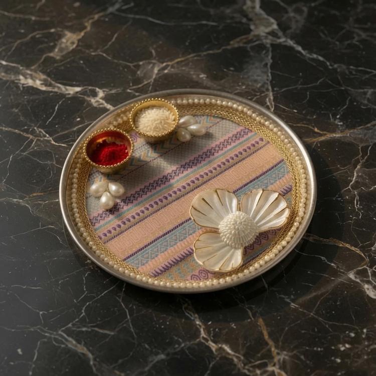 Steel Designer Rakhi Thali