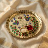 Round Peacock Roli Chawal Thali