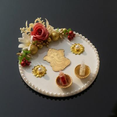 Decorative White Thali