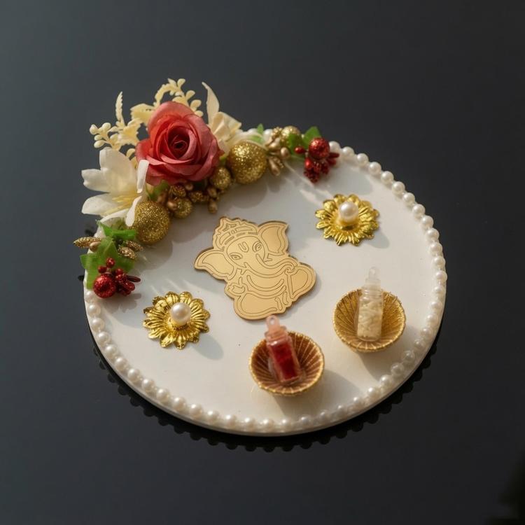 Decorative White Thali