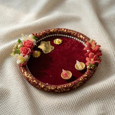 Decorative Maroon Thali