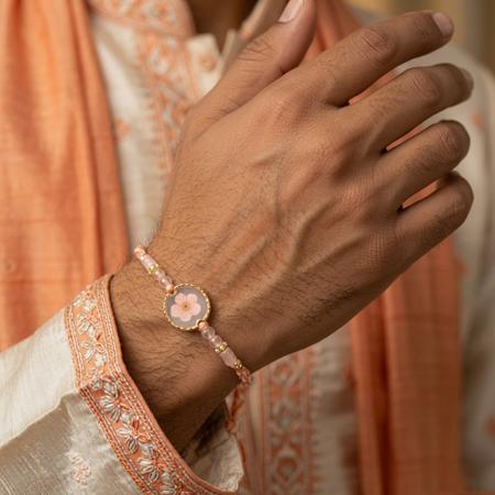 Peach Blossom Resin Rakhi