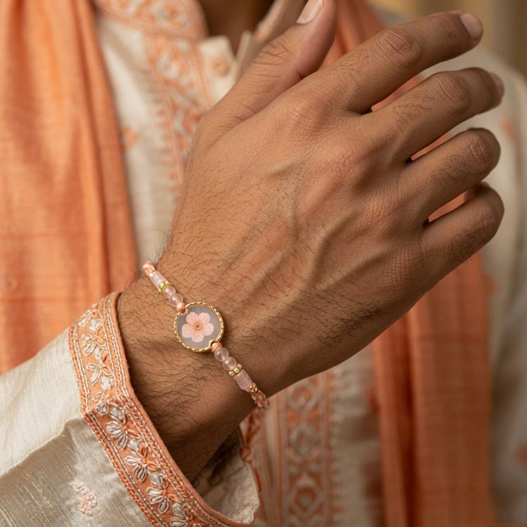 Peach Blossom Resin Rakhi